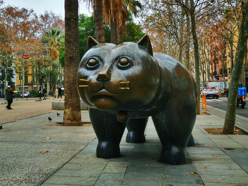 Botero Fat Cat Sculpture in El Raval
