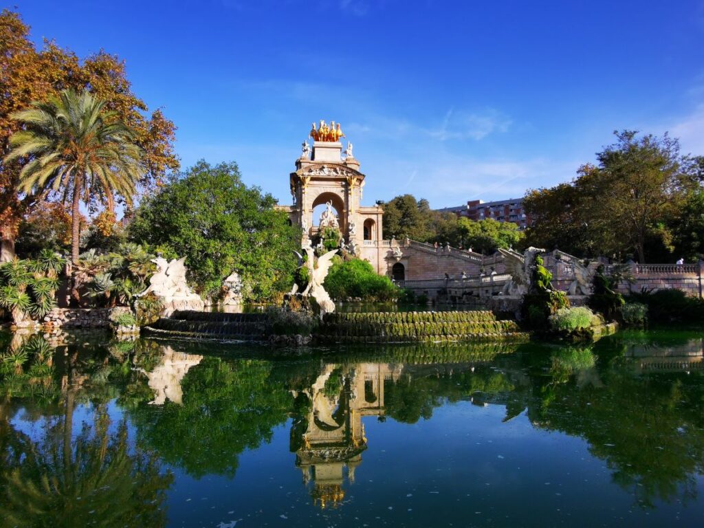 Ciutadella Park on a Sunny Day in Barcelona in August