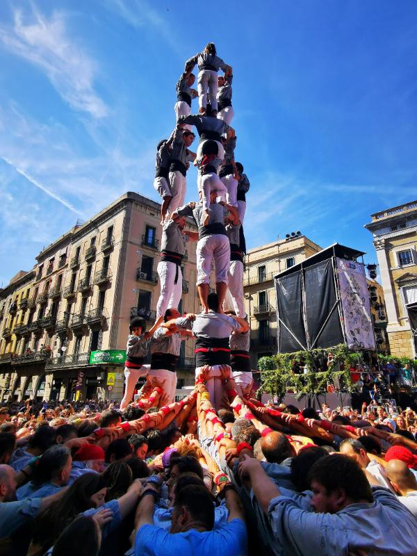 Casteller Human Tower at a Barcelona Festival