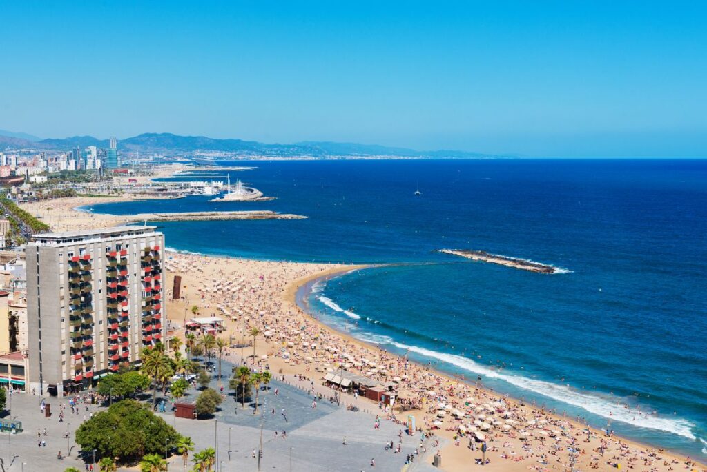 Aerial View of Sant Miquel Beach near Barceloneta - Why Visit Barcelona in June