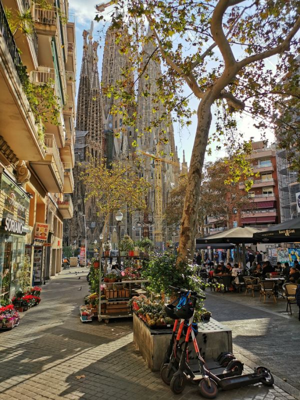 Avinguda de Gaudi with a View of Sagrada Familia in the Background