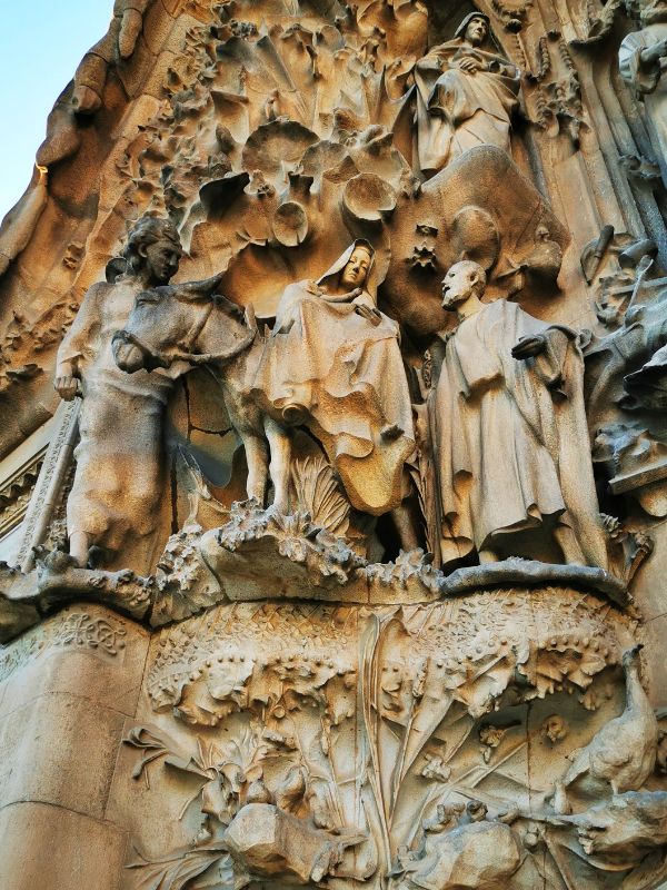 Close up of a Statue on the Nativity Facade of Sagrada Familia