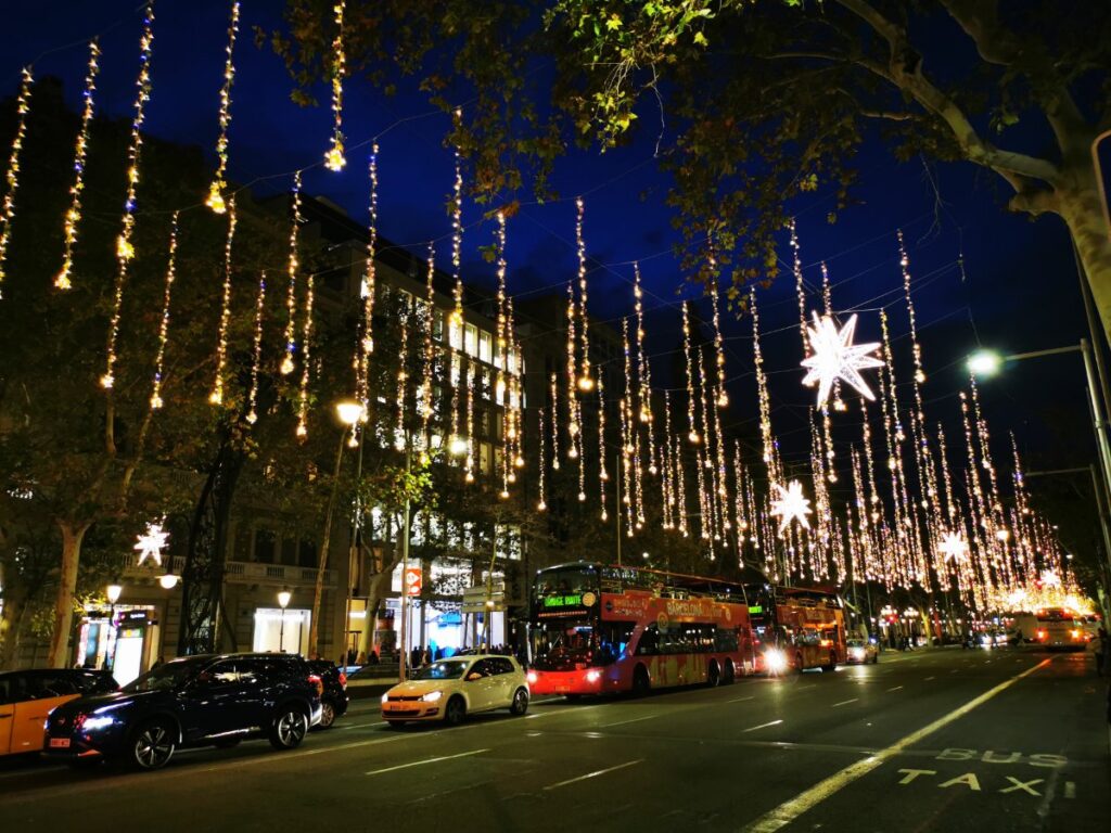 Christmas Lights on Passeig de Gracia in Barcelona during December